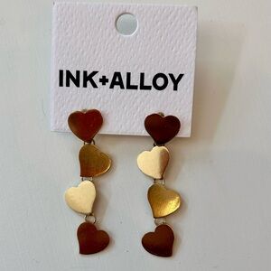 INK+ALLOY Gold Heart Drop Earrings